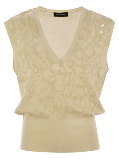 FABIANA FILIPPI FABIANA FILIPPI WOOL AND COTTON WAISTCOAT WITH SEQUINS