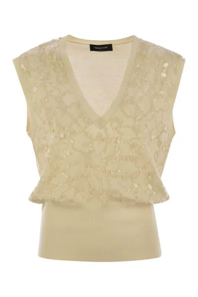 Fabiana Filippi Wool And Cotton Waistcoat With Sequins