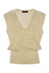 Fabiana Filippi Wool And Cotton Waistcoat With Sequins In Yellow