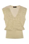 Fabiana Filippi Wool And Cotton Waistcoat With Sequins In Yellow