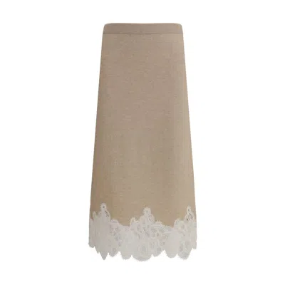 Fabiana Filippi Wool And Lace Midi Skirt In Multi
