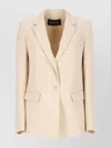 Fabiana Filippi Wool And Linen Blazer With Flap Pockets In Neutral