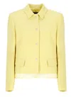 Fabiana Filippi Wool Linen Hopsack Fitted Jacket With Organza Band