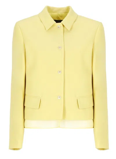 FABIANA FILIPPI WOOL AND LINEN JACKET WITH TULLE HEM DETAIL