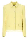 Fabiana Filippi Wool Linen Hopsack Fitted Jacket With Organza Band In Yellow