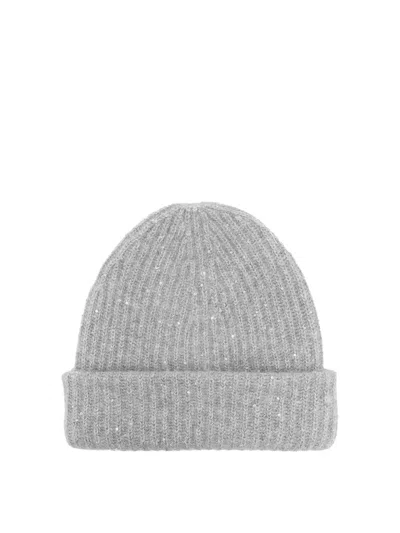 Fabiana Filippi Wool And Silk Blend Beanie In Grey