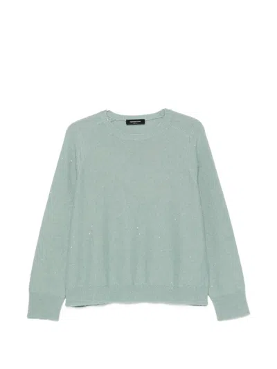 Fabiana Filippi Wool Silk Blend Sweater Crew Neck In Green