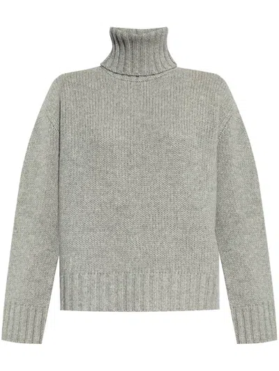 Fabiana Filippi High Neck Ribbed Top In Grey