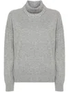 Fabiana Filippi Heather Grey Wool-silk Turtleneck Sweater In Grey