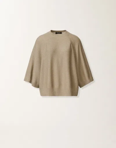 Fabiana Filippi Wool And Silk Cape With Sequins In Green