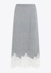 Fabiana Filippi Virgin Wool Lace Trim Midi Skirt In Gray