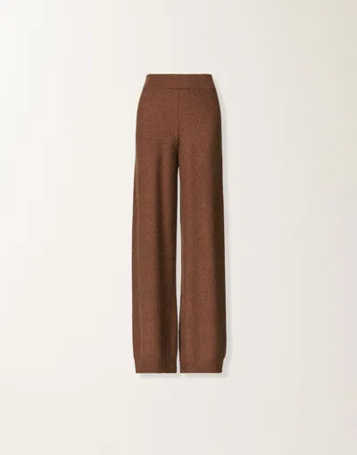 Fabiana Filippi Wool And Silk Trousers With Sequins In Brown