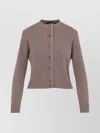 Fabiana Filippi Wool Blend Crew Neck Jacket With Embellished Placket In Brown