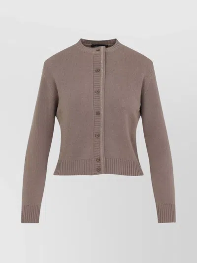 FABIANA FILIPPI WOOL BLEND CREW NECK JACKET WITH EMBELLISHED PLACKET