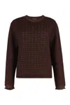 Fabiana Filippi Wool-blend Crew-neck Sweater In Brown