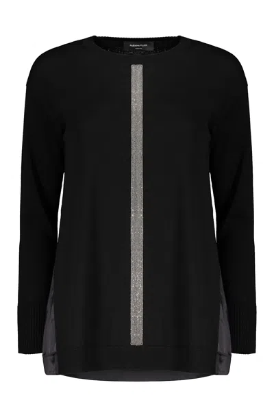Fabiana Filippi Wool Blend Crewneck Sweater In Black