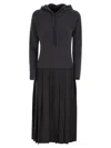 Fabiana Filippi Pleated Hooded Midi Dress In Black