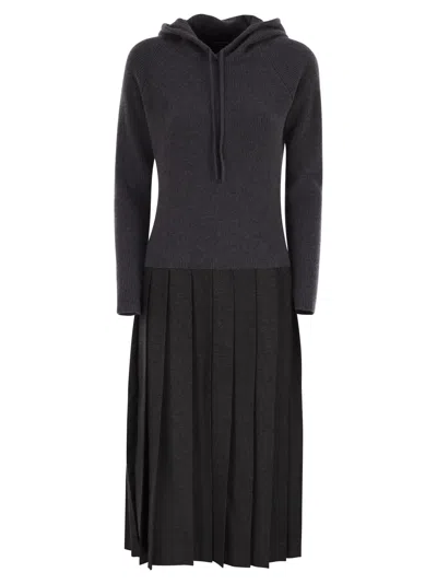 Fabiana Filippi Wool Blend Hooded Dress In Black