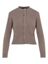 Fabiana Filippi Wool Blend Crew Neck Jacket With Embellished Placket In Brown