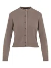 Fabiana Filippi Wool Blend Crew Neck Jacket With Embellished Placket In Brown