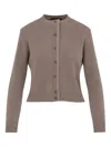 Fabiana Filippi Virgin Wool Crew Neck Cardigan In Brown