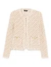 Fabiana Filippi Textured Wool Blend Long Sleeve Jacket In Multi