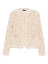 Fabiana Filippi Textured Wool Blend Long Sleeve Jacket In Gray