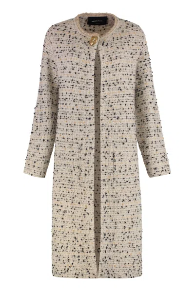Fabiana Filippi Wool Blend Maxi-cardigan In Brown