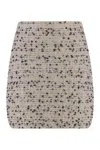 Fabiana Filippi Beige Frayed-knot Donegal Tweed Mini Skirt In Gray