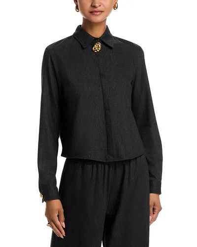 Fabiana Filippi Wool Blend Pepita Boxy Fit Shirt In Black