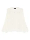 Fabiana Filippi Open-knit Crew Neck Long Sleeve Sweater In White
