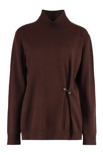 Fabiana Filippi High-neck Long-sleeved Sweater In Brown