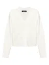 Fabiana Filippi Wool Blend V-necked Sweater In White