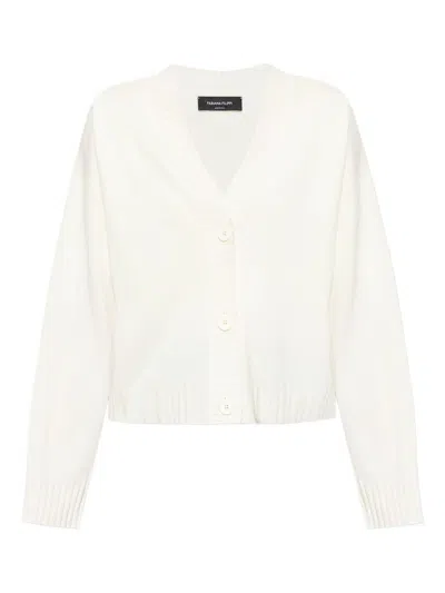 Fabiana Filippi Wool Blend V-necked Sweater In White