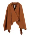 Fabiana Filippi Wool Cape With Patch Pockets And Piercing Detail In Brown