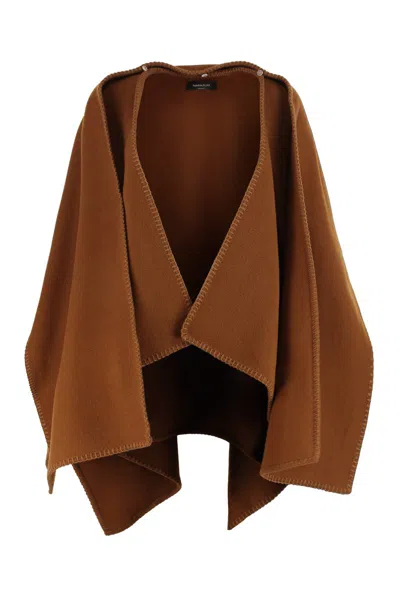 Fabiana Filippi Wool Cape In Brown