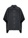 Shop Fabiana Filippi Wool Cape In Grey
