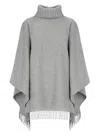 Fabiana Filippi Fringed Knitted Cape In Grey