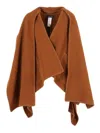 Fabiana Filippi Wool Cape With Patch Pockets And Piercing Detail In Multi