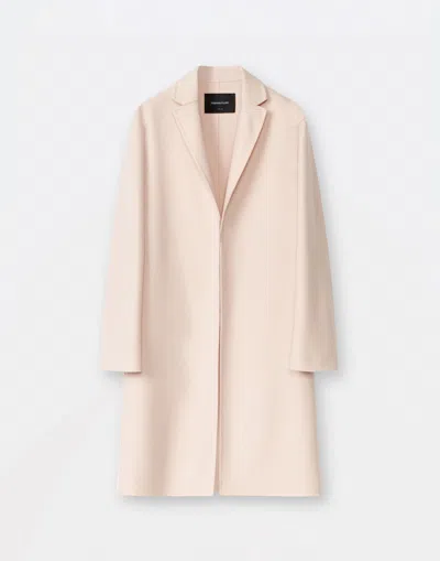 Fabiana Filippi Wool Cashmere Double Belted Topcoat In Dusty Pink