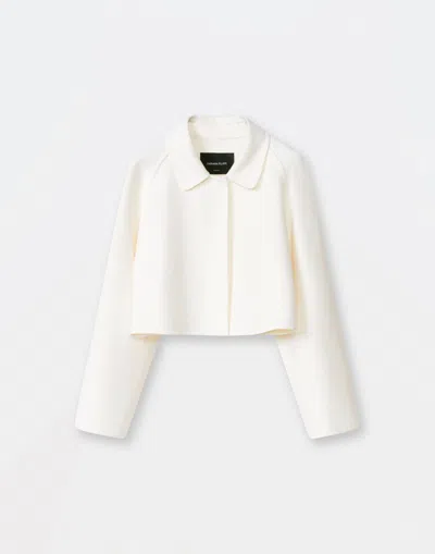 Fabiana Filippi Wool Cashmere Double Cropped Coat In White