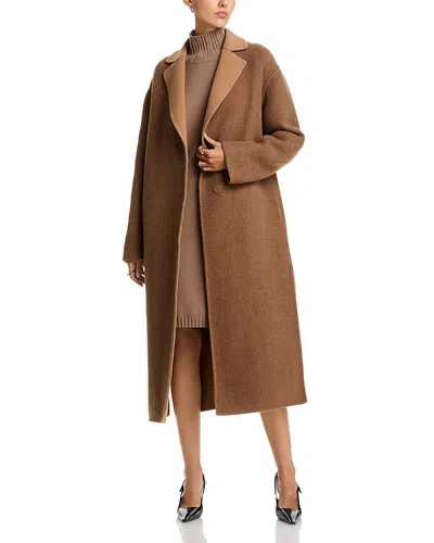 Fabiana Filippi Wool Cashmere Soft Herringbone Coat In Brown