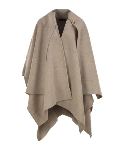 Fabiana Filippi Wool Cape With Jewellery Detail In Neutral
