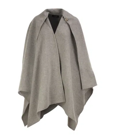 Fabiana Filippi Wool Cape With Jewellery Detail In Gray