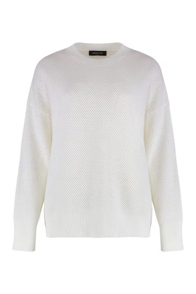 Fabiana Filippi Wool-cotton Blend Crew-neck Sweater In Raffia