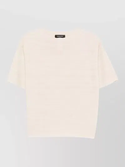 Fabiana Filippi Wool Cotton Sweater Short Sleeves Round Neck In Brown