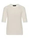 Fabiana Filippi Crewneck Knit Top Short Sleeves In Neutral