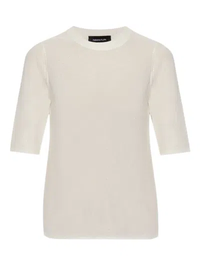 Fabiana Filippi Wool Crewneck Top In Neutral