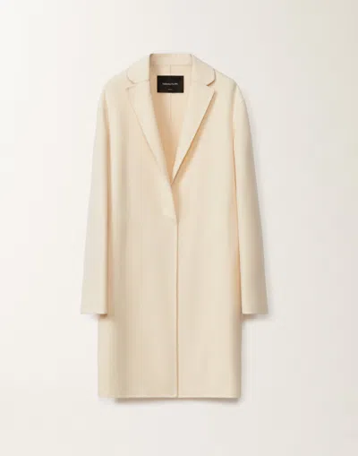 Fabiana Filippi Wool Double Basic Topcoat With Filo Diamante In White