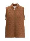 Fabiana Filippi Brown Fleece Wool Sleeveless Jacket In Brown